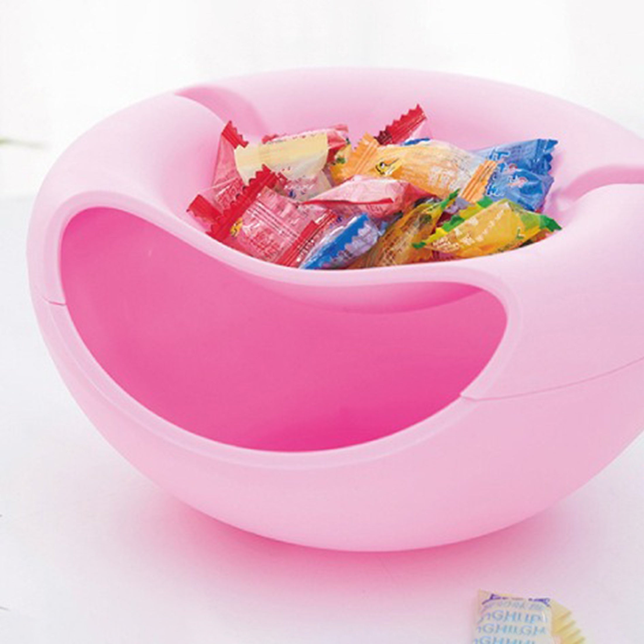 1pc Innovative Snack Serving Tray with Built-In Trash Bin - Double Layer, Perfect for Fruits, Candy & Dried Foods - Contemporary Style Plastic Organizer