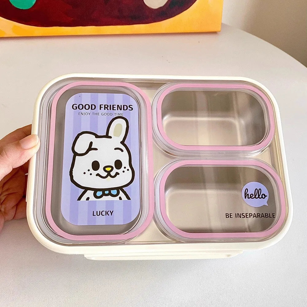 Cute Bento Lunch Box For Kids School Stainless Steel Picnic	Thermal insulated Lunch Box Microwave Food Container For Adults Work