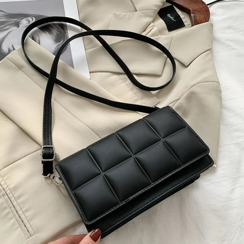 Trendy Classic Solid-Colour Minimalist Fashion Handbag Popular New Style Compact Square Bag PU Handheld Crossbody Shoulder Bag