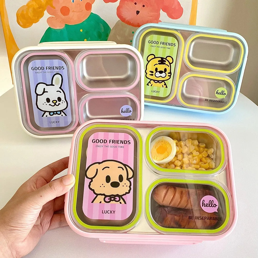 Cute Bento Lunch Box For Kids School Stainless Steel Picnic	Thermal insulated Lunch Box Microwave Food Container For Adults Work