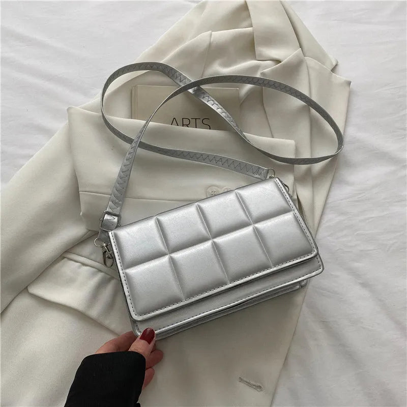 Trendy Classic Solid-Colour Minimalist Fashion Handbag Popular New Style Compact Square Bag PU Handheld Crossbody Shoulder Bag