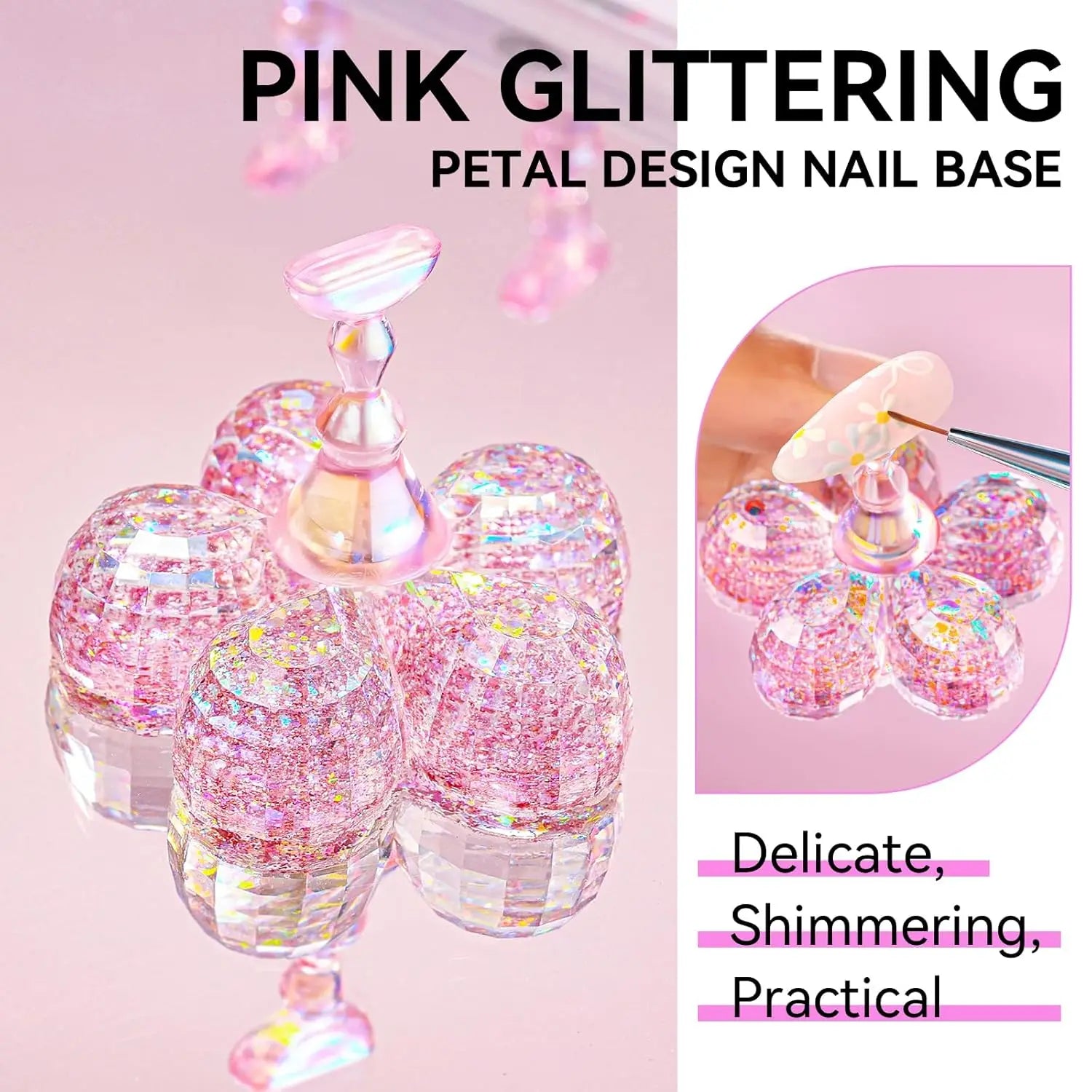 Nail Stand for Press Ons, Nail Holder for Painting Nails, Upgraded Solid Acrylic Magnetic Fake Nail Stands Tips Manicure Supplie