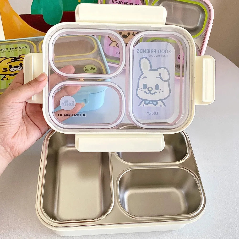 Cute Bento Lunch Box For Kids School Stainless Steel Picnic	Thermal insulated Lunch Box Microwave Food Container For Adults Work