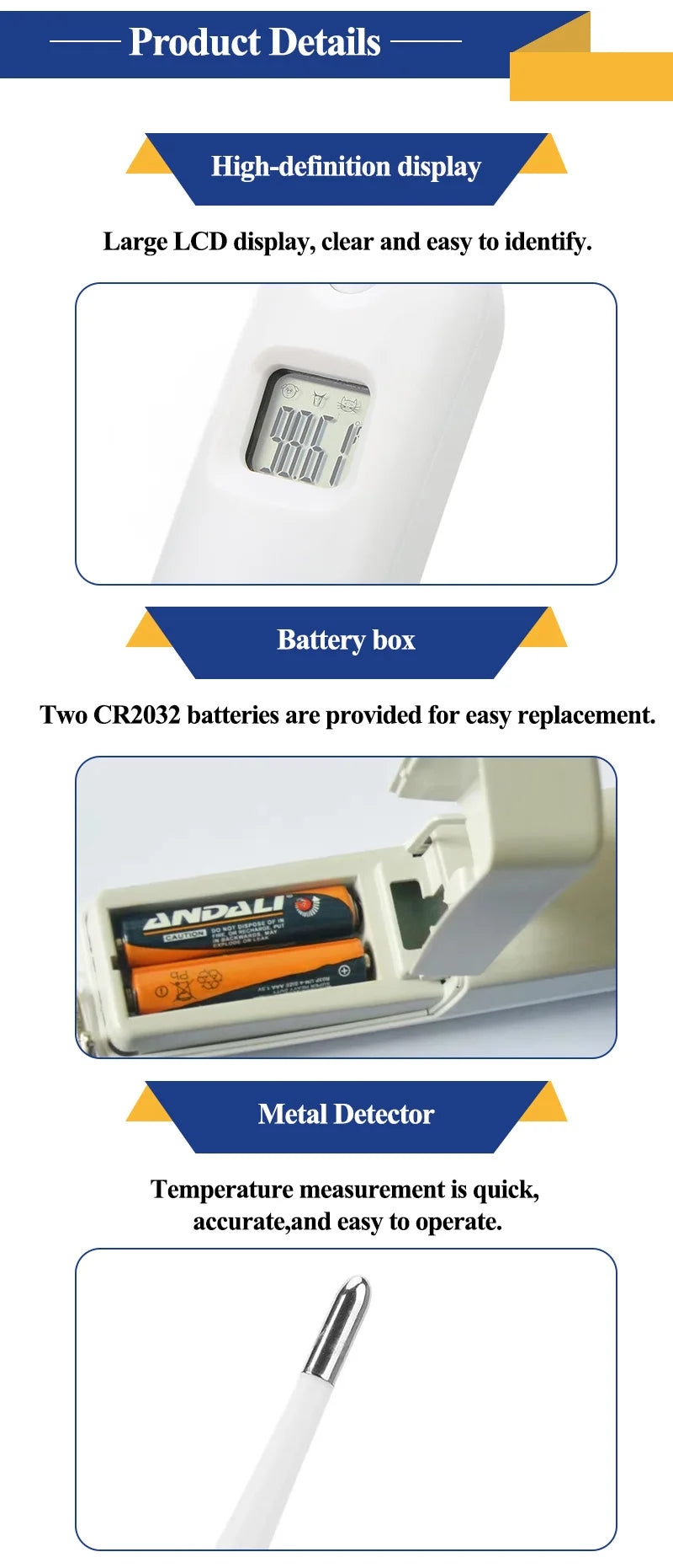 Animal Thermometer Anal Test Fast For Pig Horses Cattle Sheep Pet Rabbit Dog Cat Large Screen Portable Farming Supplies
