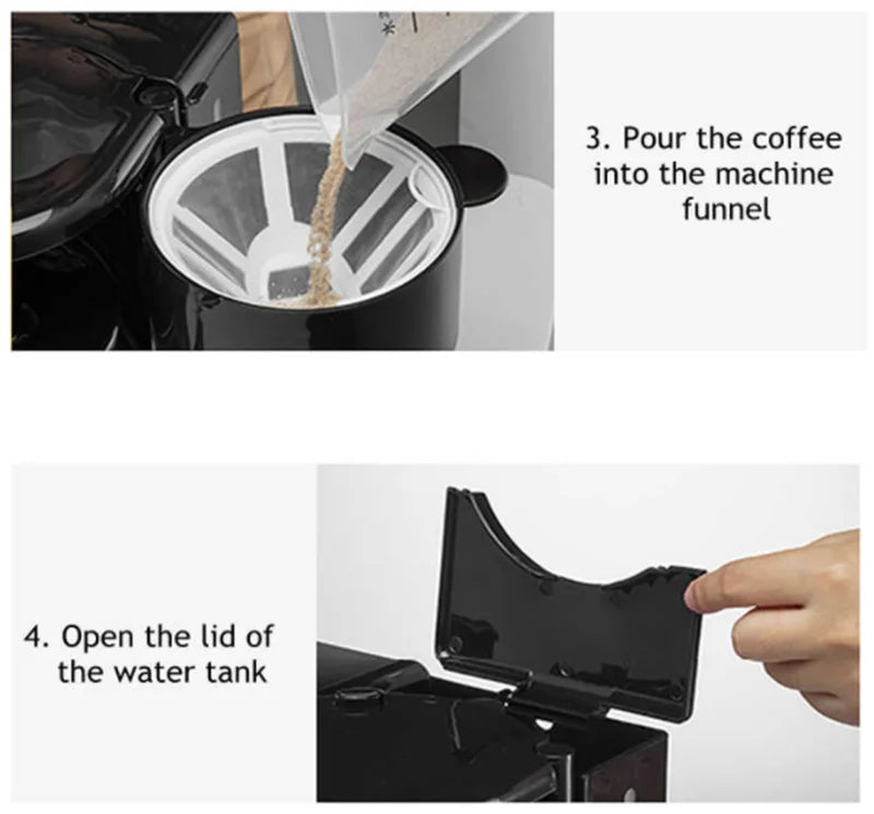 Kitchen 3 In 1 Breakfast Making Machine Drip Coffee Maker Household Bread Pizza Frying Pan Toaster Electric Oven