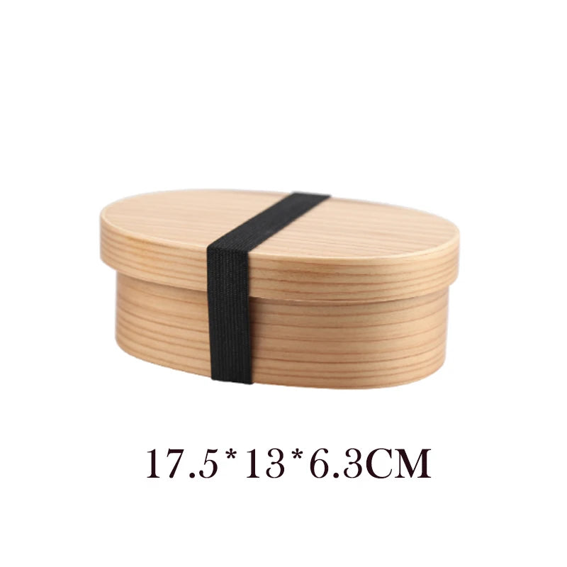Wooden Lunch Box Picnic Japanese Bento Box for School Kids Dinnerware Set with Bag&spoon Fork Chopsticks Round Square Lunch Box