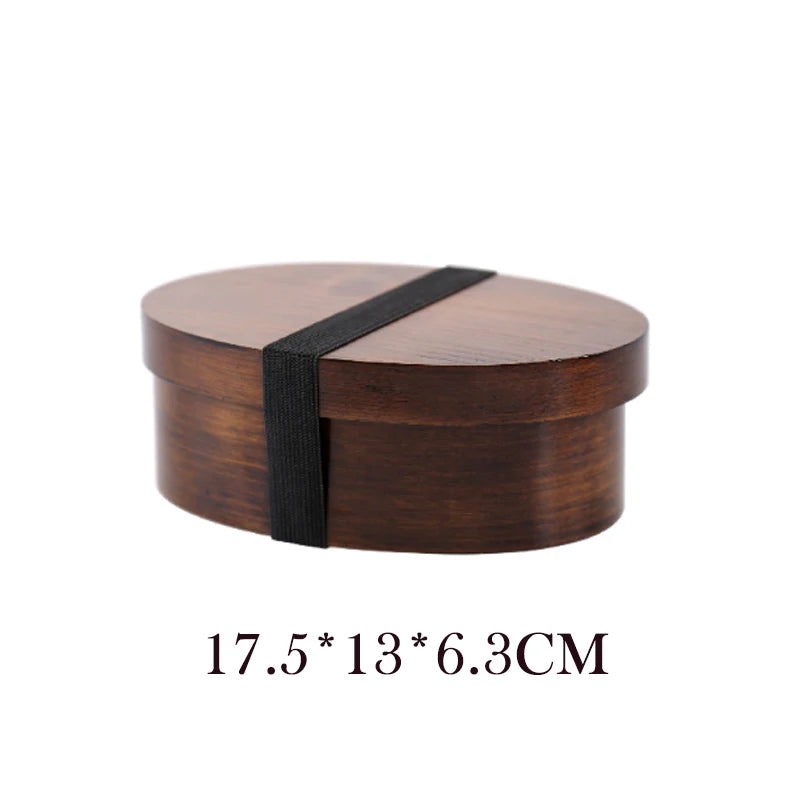 Wooden Lunch Box Picnic Japanese Bento Box for School Kids Dinnerware Set with Bag&spoon Fork Chopsticks Round Square Lunch Box
