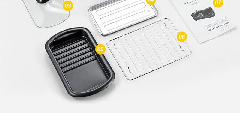 Kitchen 3 In 1 Breakfast Making Machine Drip Coffee Maker Household Bread Pizza Frying Pan Toaster Electric Oven