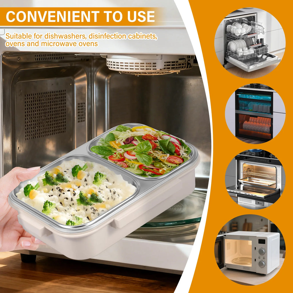 Bento Lunch Box Metal Food Box Kid Student High Capacity Microwae Food Storage Containers Portable Leakproof Office School Camp