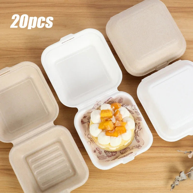 10/20pcs Disposable Bento Food Containers Baking Dessert Cake Bowl packaging Burger Snack Boxes Microwavable Home  Lunchbox
