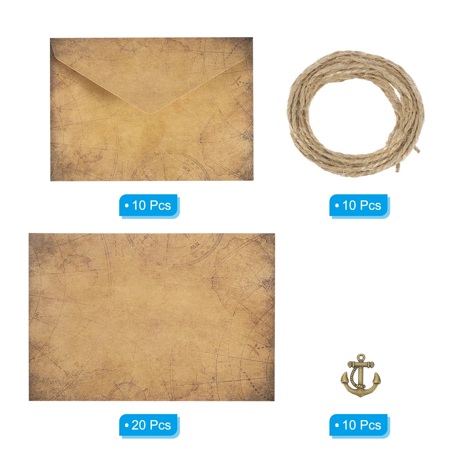 10/20/24Set Vintage Gift Card Envelopes Set 150 G V Flap Christmas Card Envelope with Letter Rose Leaf/Boat/Sun/Key Accessories