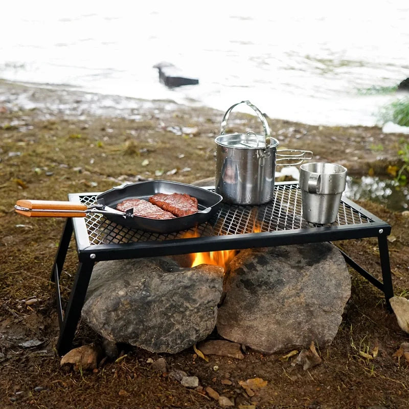 Outdoor Folding Mesh Table Multi-Functional Anti-Scald And Waterproof Barbecue Table Camping Self Driving Portable Folding Table