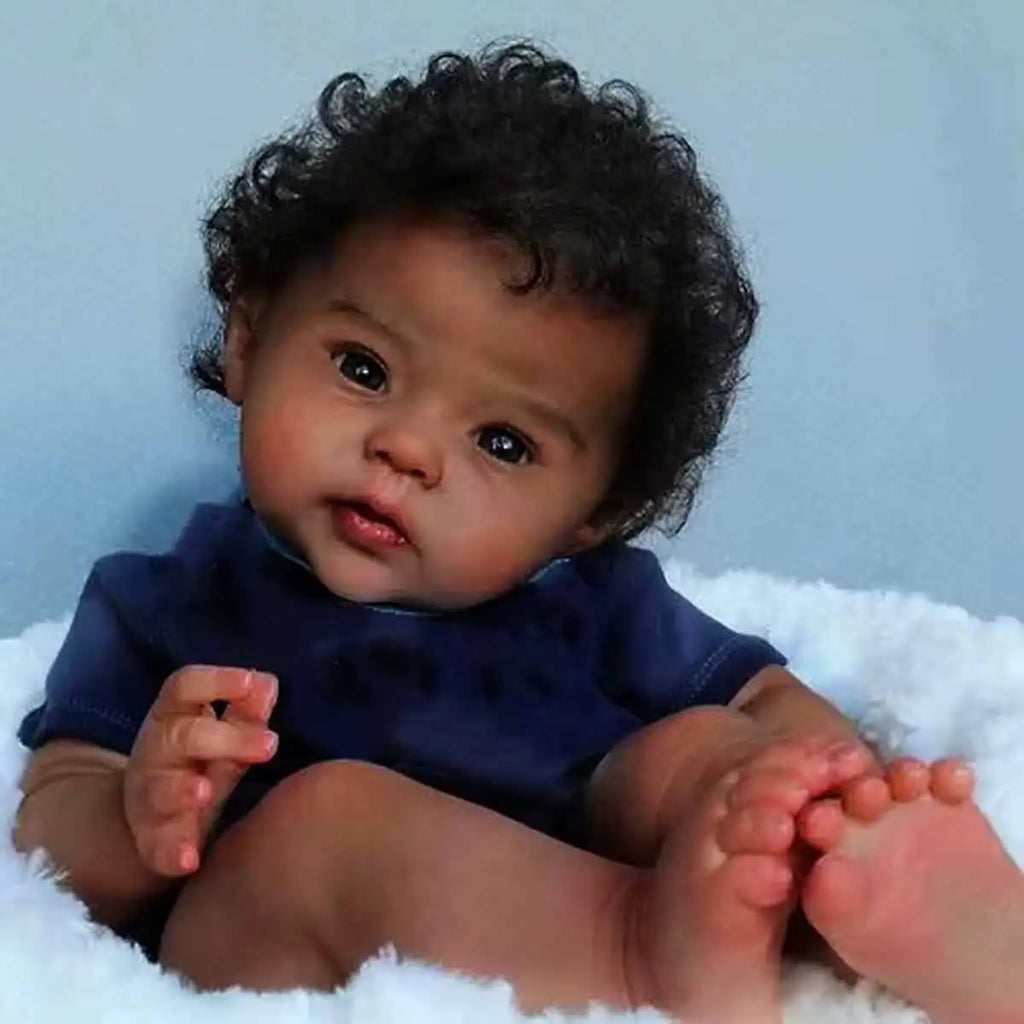 Reborn Baby Doll Black Baby Doll Soft Body And Curly Hair Realistic Newborn Baby Doll Real Life Baby Doll Cloth Body