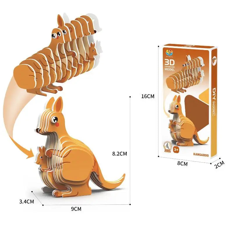 1 Set Kids Educational Montessori Toys Funny DIY Manual Assembly Three-dimensional Model Animal 3D Paper Puzzle Toy