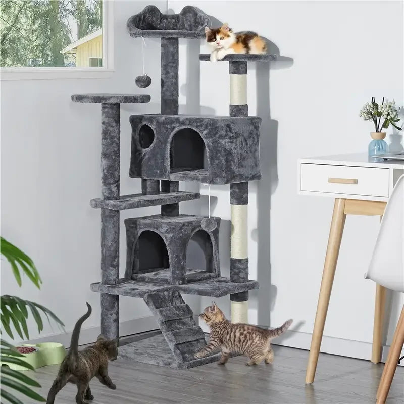 Large Cat House for for Kittens & Cat Tree Cat Tower Condo with 2 Condos Scratching Posts Large Cat House for for Kittens & Cats