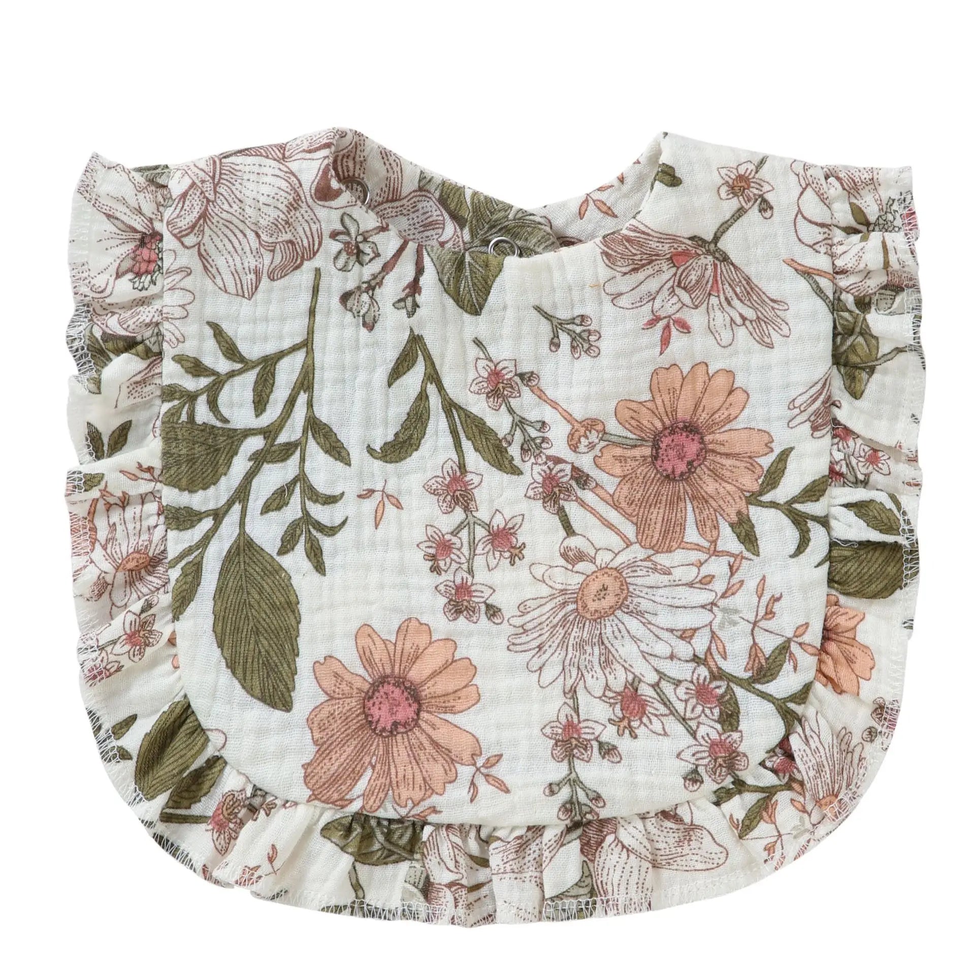 Baby Saliva Towel Muslin Cotton Infant Bibs Kids Feeding Eating Apron Boys Girls Ruffle Towel Toddler Newborn Prints Burp Cloth