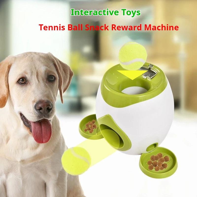 Dog Tennis Ball Food Reward Machine, Interactive Puzzle Toy with Slow Food Dispenser,Outdoor Training Toys Ball Launcher For Pet