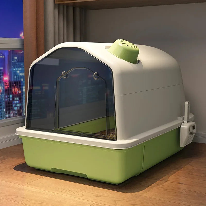 Cat Litter Box, Fully Enclosed, Odorless and Deodorizing, Extra Large Size for External Splashing in Cat Toilets, Cat Litter Box