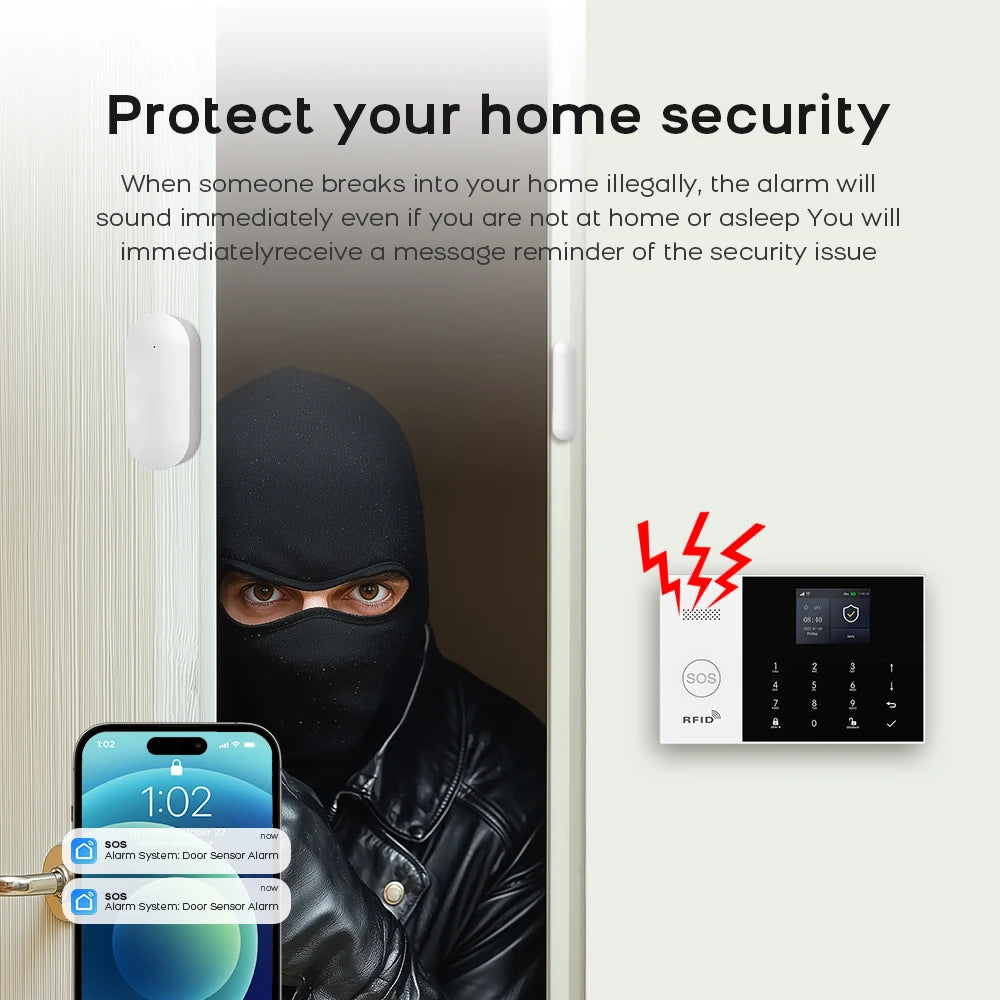 4G Alarm System Security Home WIFI Alarme Residencial Wireless Home Alarm For Tuya Smart Life With Door Sensor Work With Alexa
