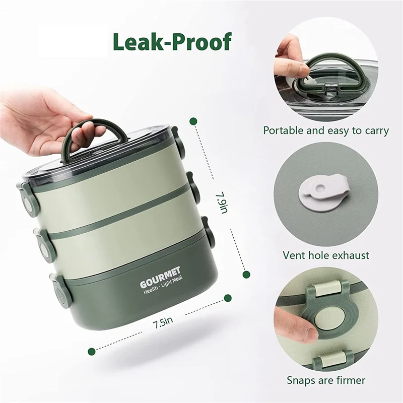 ABKJ-Bento Box Adult Lunch Box, Leak-Proof, Stacking Bento Box Lunch Box,Portable Food Container Storage Boxes
