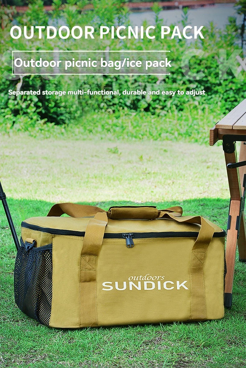 Outdoor cooking set - set of pots and gas tanks - shock-proof picnic bag - storage bag for camping utensils - ice bag - large ca