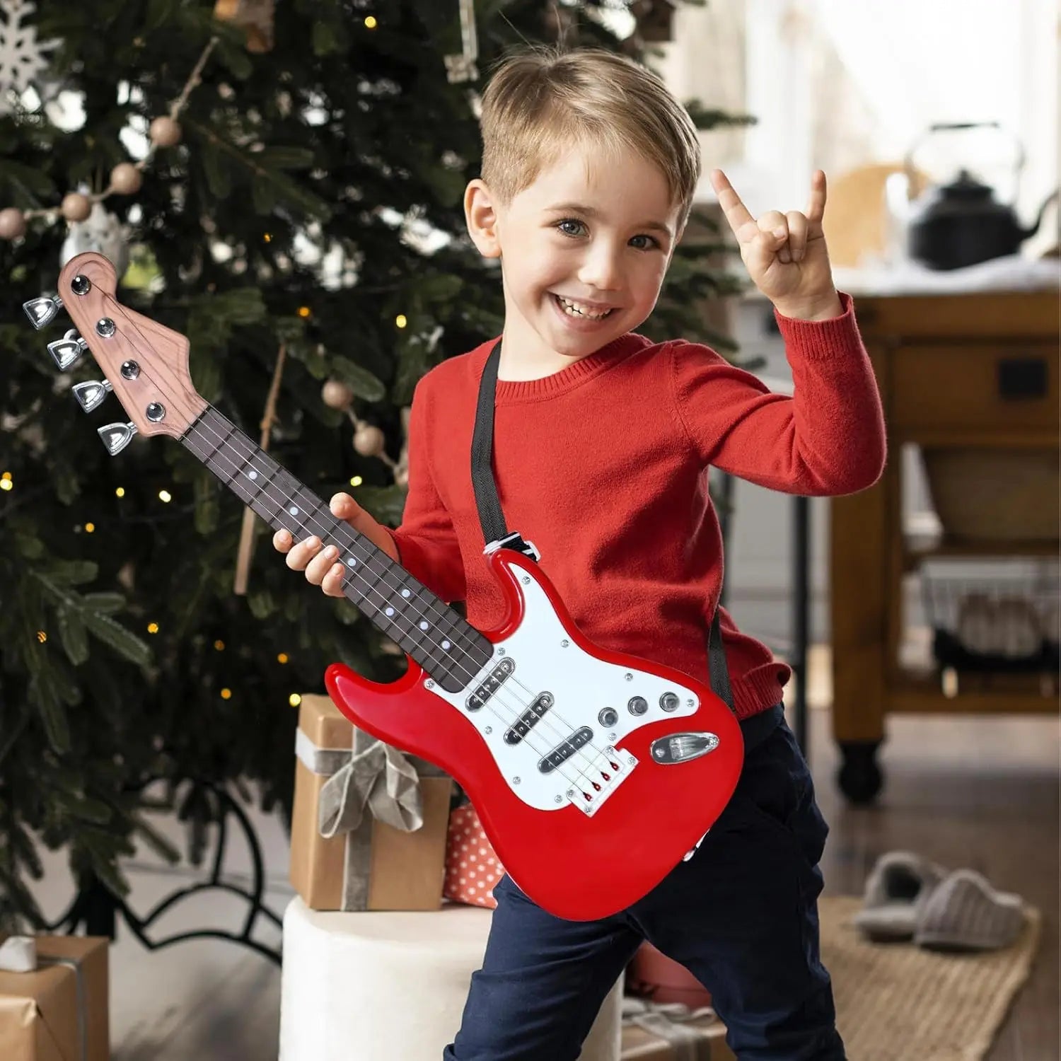 Kids Electric Guitar Toy - 4-String Multifunctional Electronic Musical Instrument, Portable Children's Guitar