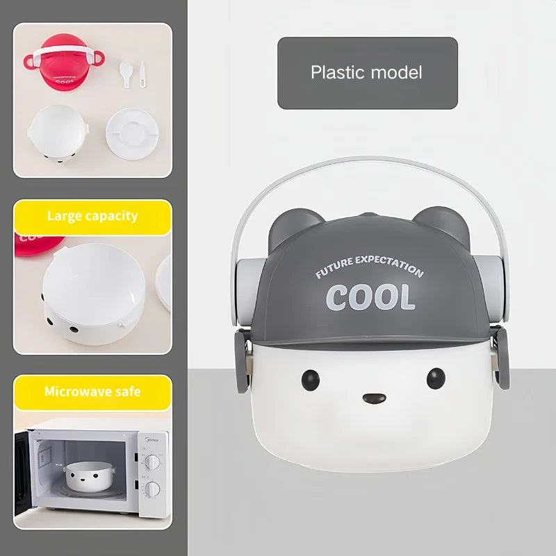 1000ml Cartoon Kids Bento Box For School Camping Students Cute Bear Lunch Box For Children Sandwich Fruit Food Storage Container