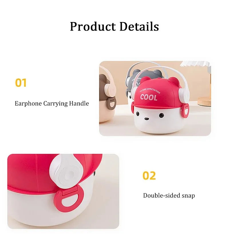 1000ml Cartoon Kids Bento Box For School Camping Students Cute Bear Lunch Box For Children Sandwich Fruit Food Storage Container