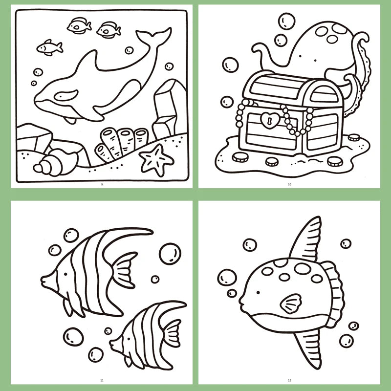 1 Book, 24-page Fun Coloring Book, Animal World, Girl's Time, Ocean Animal Theme, Children and Adult Drawing Picture Book