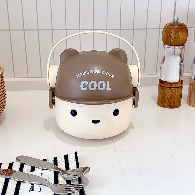 1000ml Cartoon Kids Bento Box For School Camping Students Cute Bear Lunch Box For Children Sandwich Fruit Food Storage Container