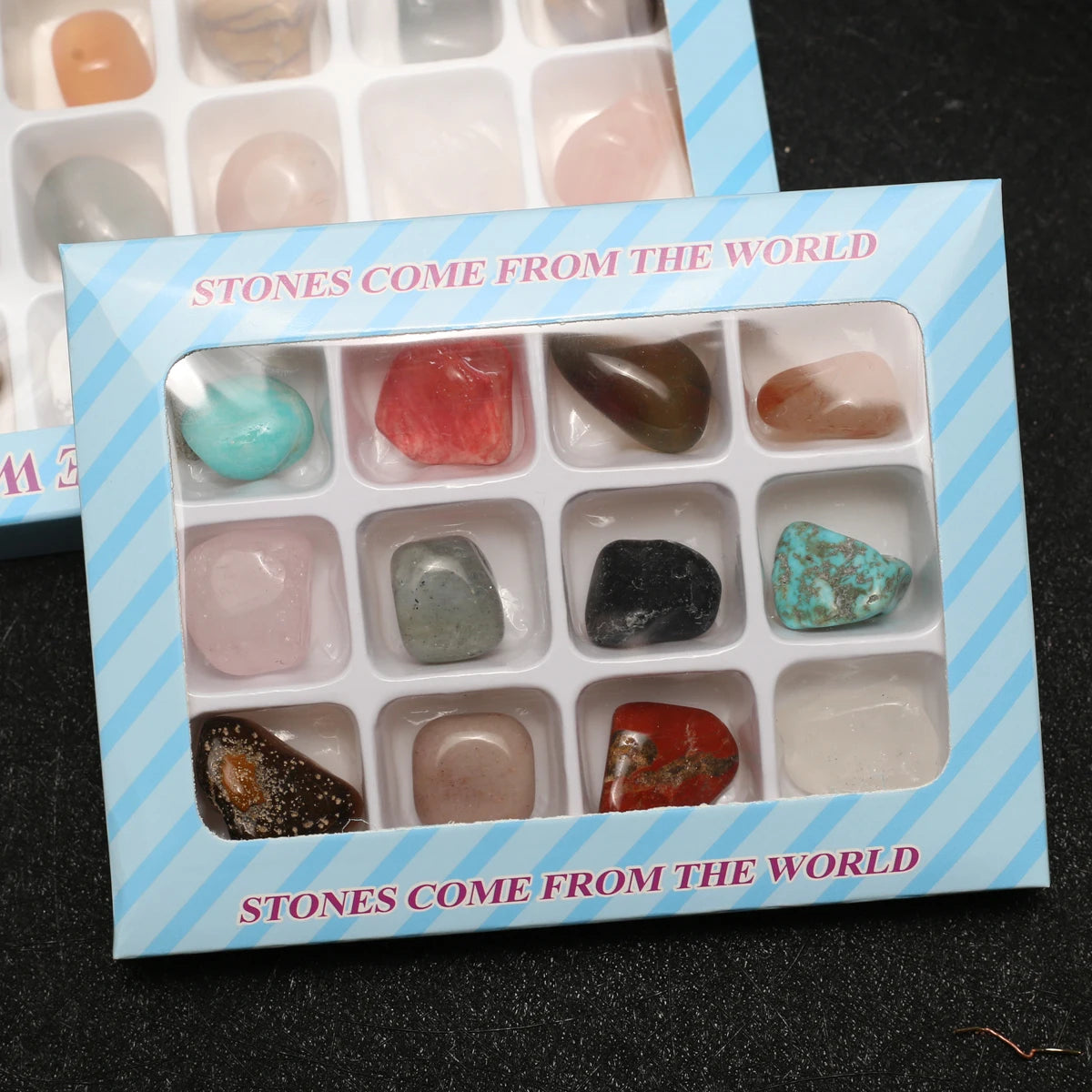 1set Natural Mineral Specimen Gift Box, Gemstones Collectible Sample, Home Student Decoration, Healing Stones, Gift Collection