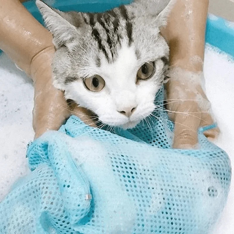 Cat Bath Bag - Safe, Scratch-Free Grooming. Soft, Quick Wrap for Easy Bath. Secure Drawstring. For Kittens & Adult Cats.