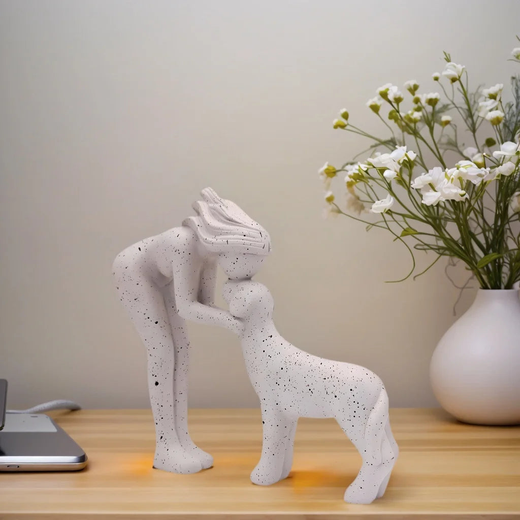 1 Girl and Dog Friendship, Resin Crafts Collection, Girl and Dog Statue, Remember Their Friendship, Dog Commemorative Gift, Beautiful Home Decoration Gift, Those Sharing Gift, Room Decoration, Girl Carrying Dog as Loyalty Pet