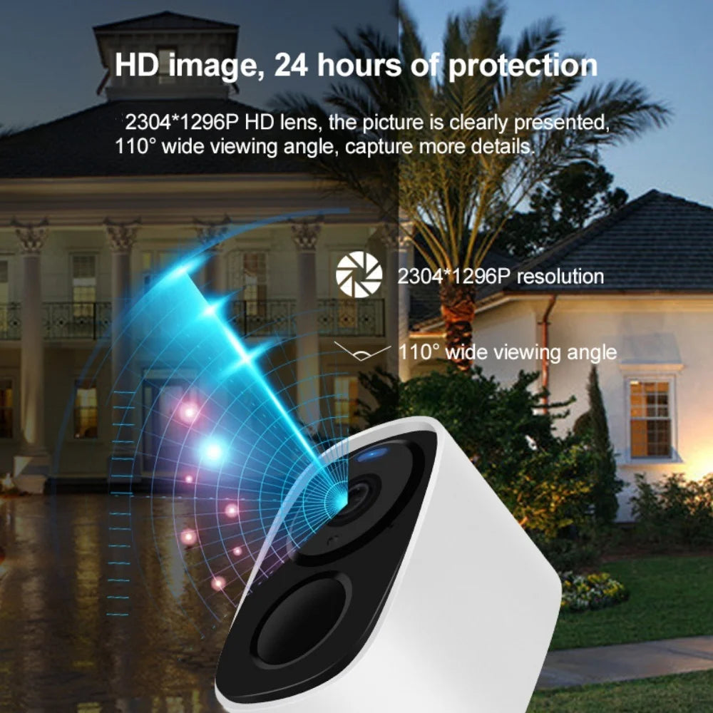Security Cameras Wireless Outdoor, 2K Battery Powered WiFi Camera AI Motion Siren Spotlight, Color Night Vision, IP66 Waterproof