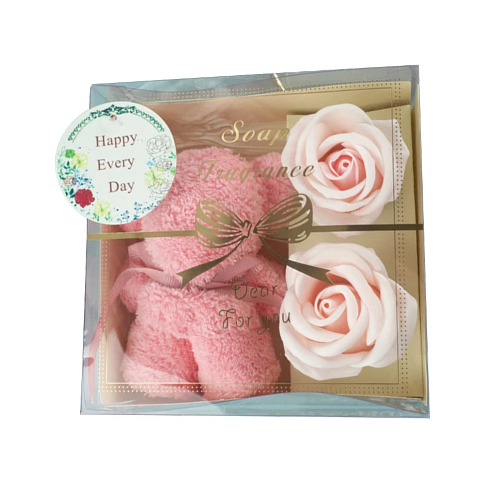 1 Set Soap Rose Flowers Bear Gift Box Xmas Birthday Valentine Wedding Gifts for Girlfriend Women Wife Mother's Day Present