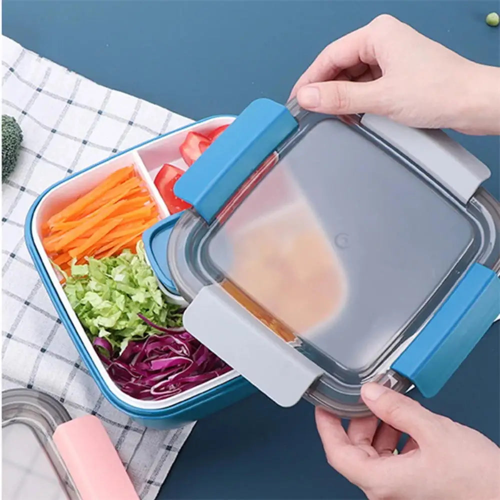 1100ml/1500ml Portable Lunch Box Container 2 Layer Grid Salad Bowl Bento Boxes Salad Bowls Lunch Box Lunch Container for Food