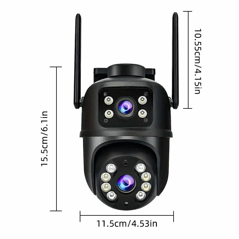 WiFi Security Camera 6MP HD PTZ IP68 Camera Outdoor Dual Lens Dual Screen Auto Tracking Two-Way Voice Audio Video Surveillance