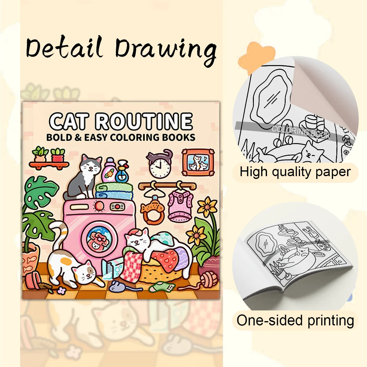 Adult Coloring Book Unique Cat-Themed Picture Book for Relaxation Upgraded Paper for Comfortable Coloring Perfect Gift Friend