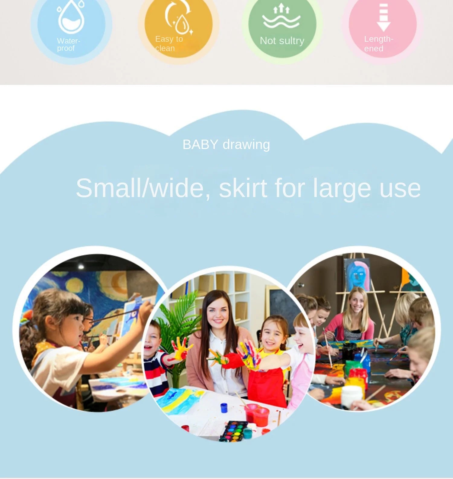 Baby Bib Painting Bib Waterproof Girl Painting Protective Clothing Boy Kitchen Kindergarten Eating Baby Gown