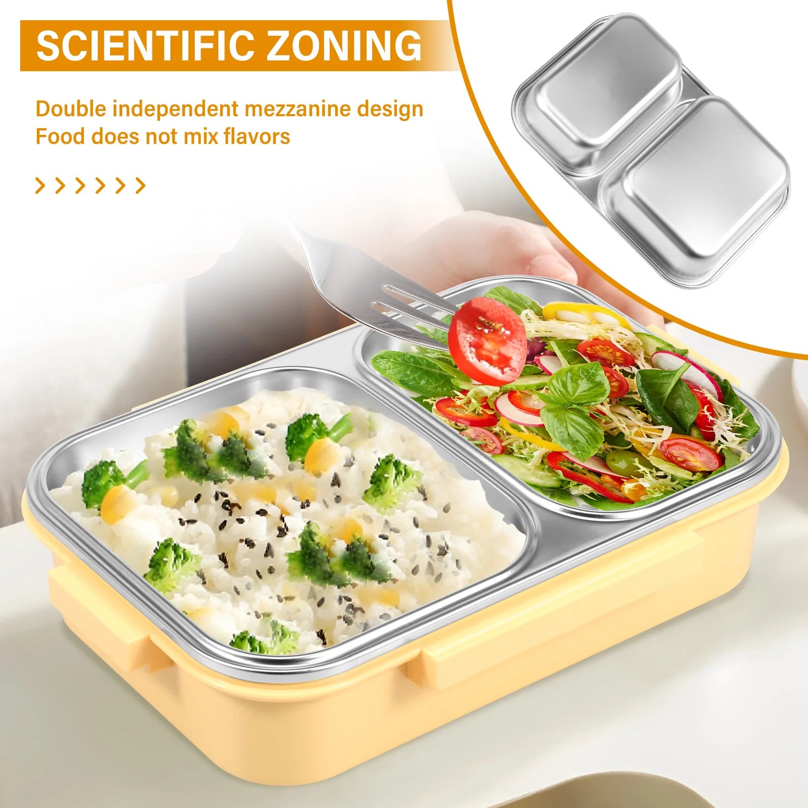 Bento Lunch Box Metal Food Box Kid Student High Capacity Microwae Food Storage Containers Portable Leakproof Office School Camp