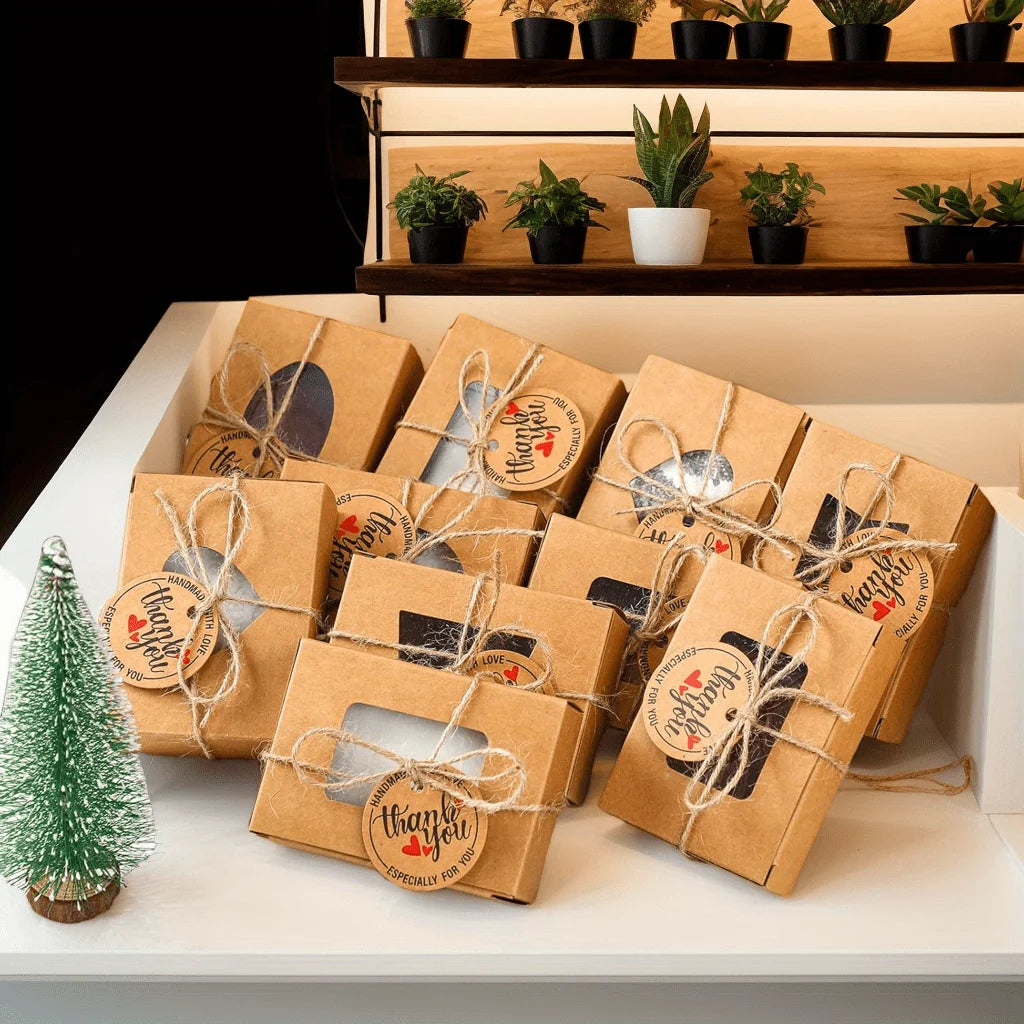 20set Soap Boxes with Thank You Gift Tags for Homemade Soap,Small Kraft Soap Box with 20pcs Gift Tag and 20pcs Jute Rope