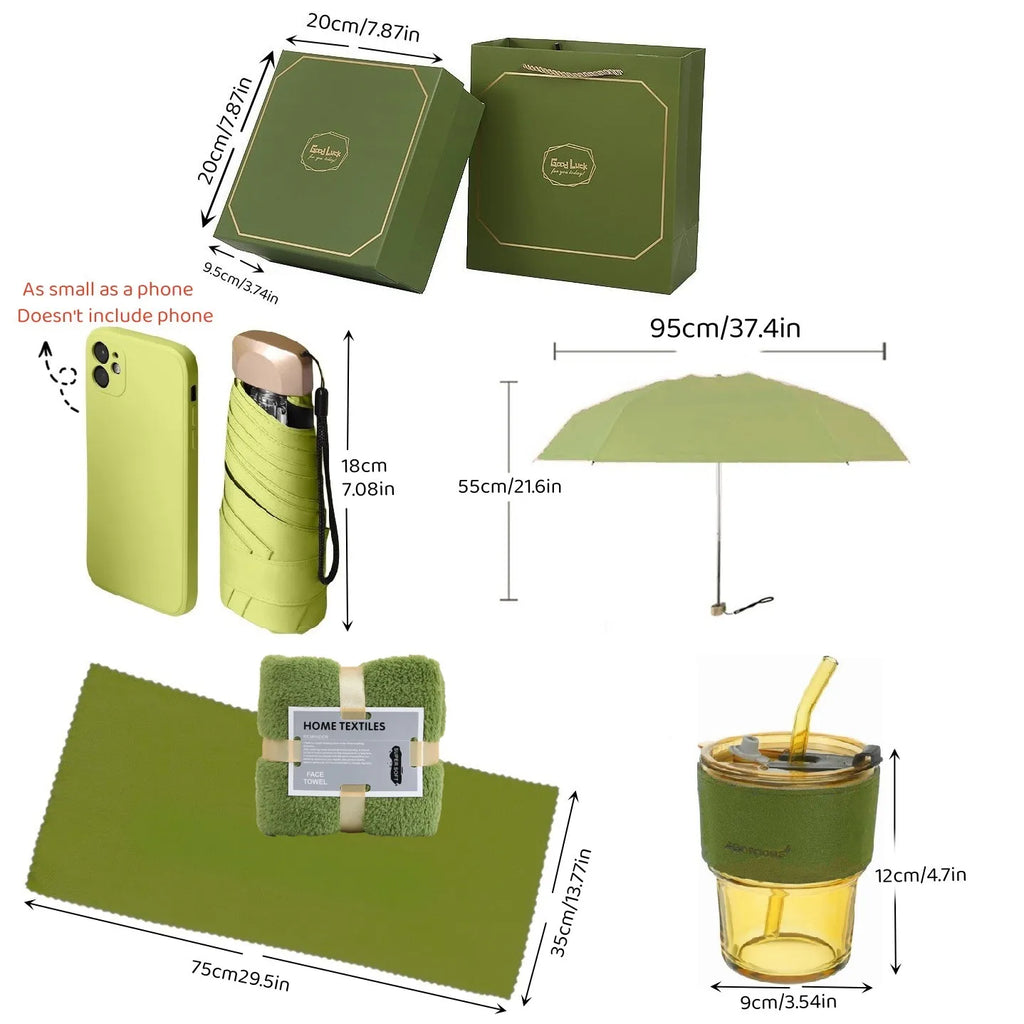 Set of 3PCS Gifts Set for Women Mom UV Umbrella Cup Towel Universal Gift Set with Gift Box hand Bag Personalized Festivals Gifts