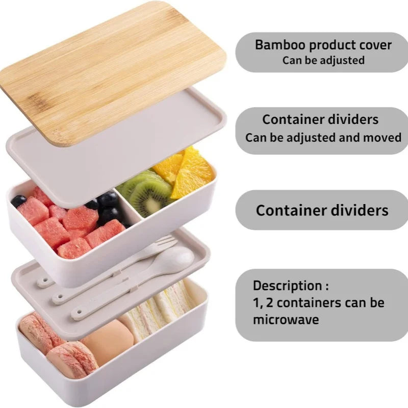 Stackable Bento Lunch Box with Insulated Bag Microwaveable Divided Large Capacity Bento Box for Office Workers and Students