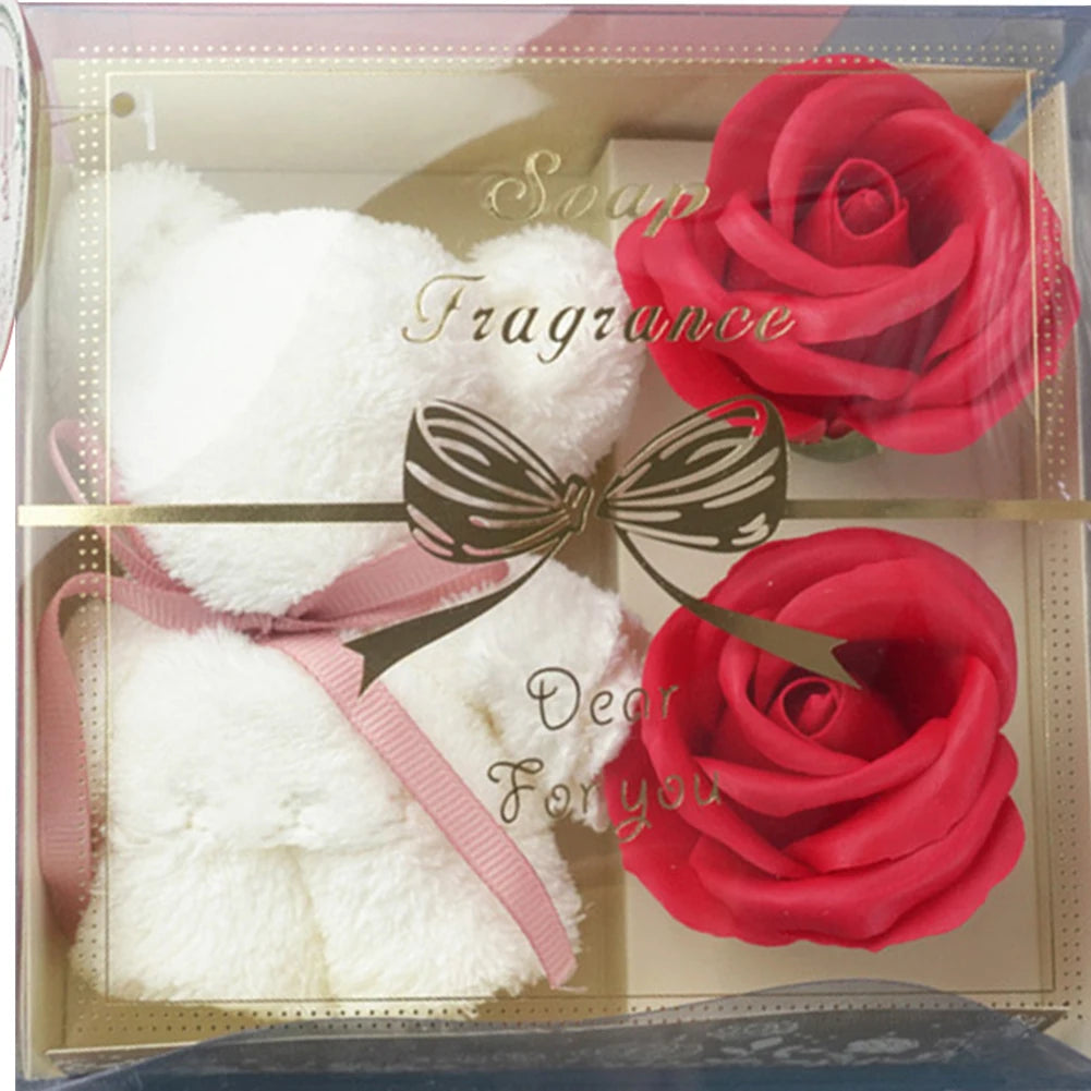 1 Set Soap Rose Flowers Bear Gift Box Xmas Birthday Valentine Wedding Gifts for Girlfriend Women Wife Mother's Day Present