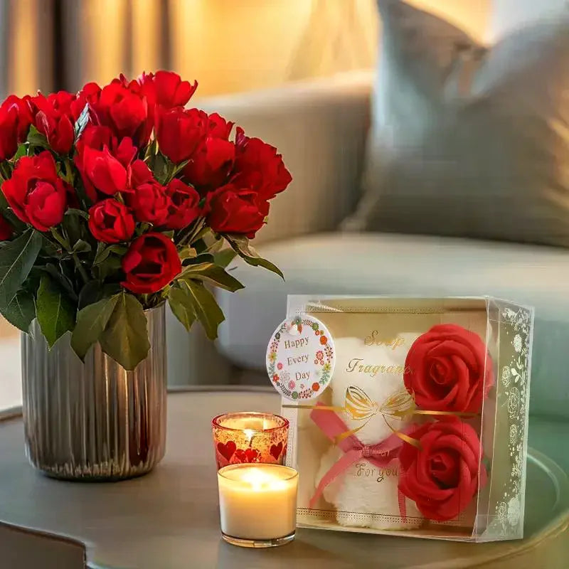 1Set Towel Bear Soap Flower Gift Box,Valentine's Day,Wedding,Mother's Day Christmas Gift Birthday Party Baby Shower Guest Favors