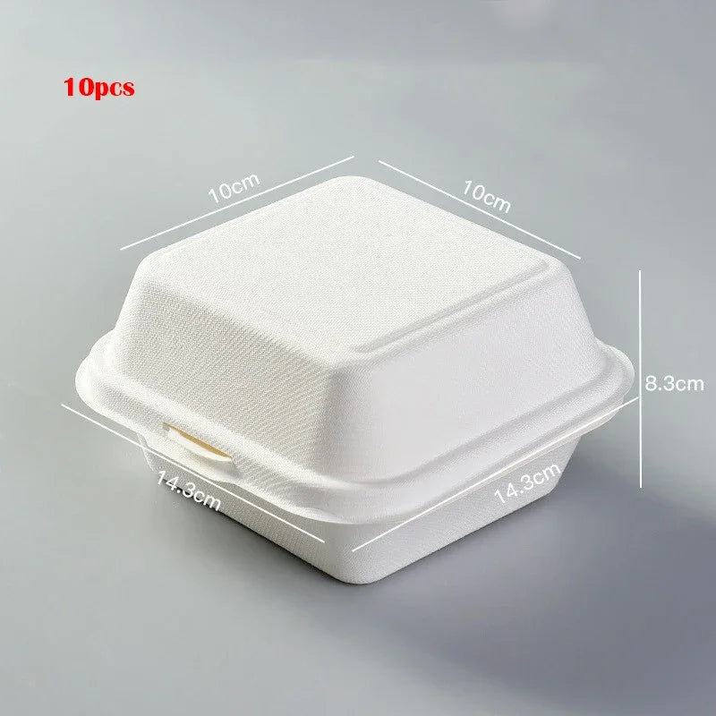 10/20pcs Disposable Bento Food Containers Biodegradable Baking Dessert Cake Bowl Burger Snack Boxes Microwavable Office Lunchbox