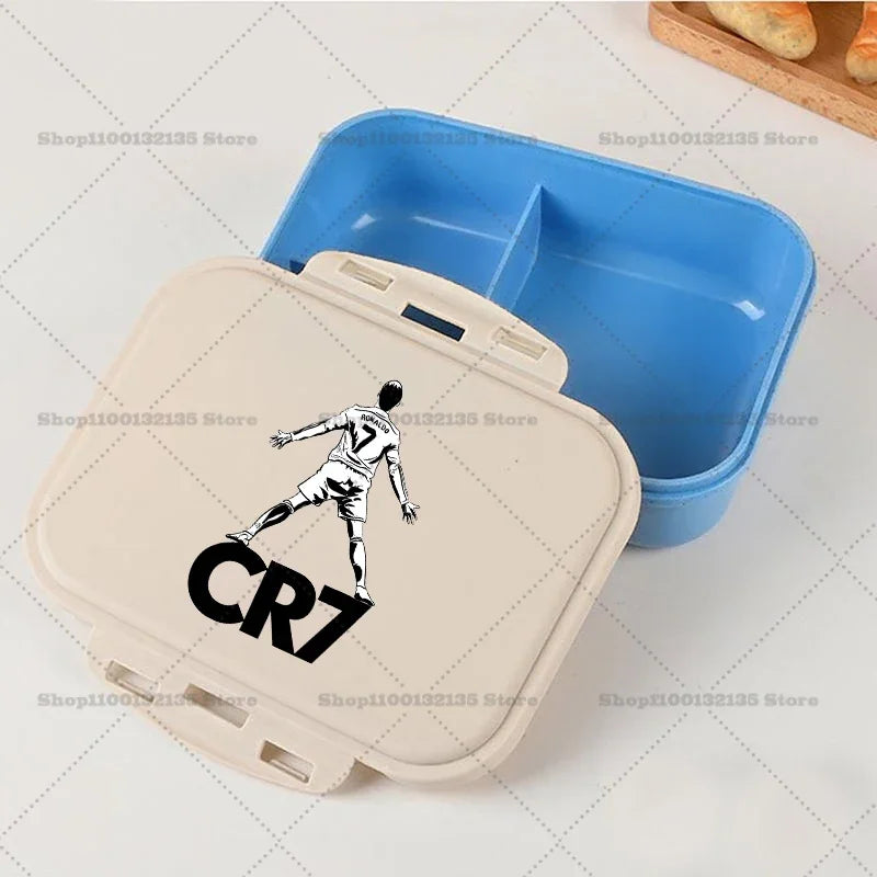 Football Star Ronaldos Bento Lunch Box Kawaii Portable Bento Boxs Student Hermetic Food Crisper Single Layer Capacity Kids Gift