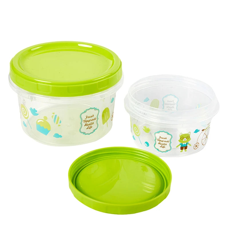 1Pcs 250/500ml Bento Box Children Plastic Cartoon Cute Lunch Box Outdoor Food Storage Container Kids Student Lunch Box Utensils