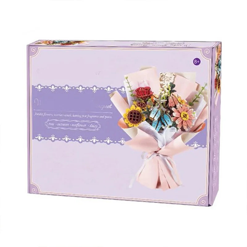 Diy Wooden Flower/Assembled Bouquet Set Handmade Gift Puzzle Bouquet Assembly Toy Valentine'S Day Gift For Girlfriend Boyfriend