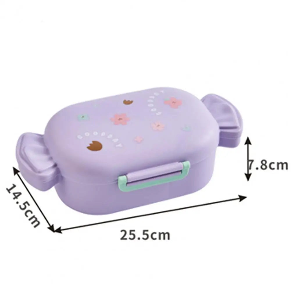 Cartoon Bento Box for Kids School Food Storage Container Microwavable Portable Picnic Basket Round Lunchbox with Handle